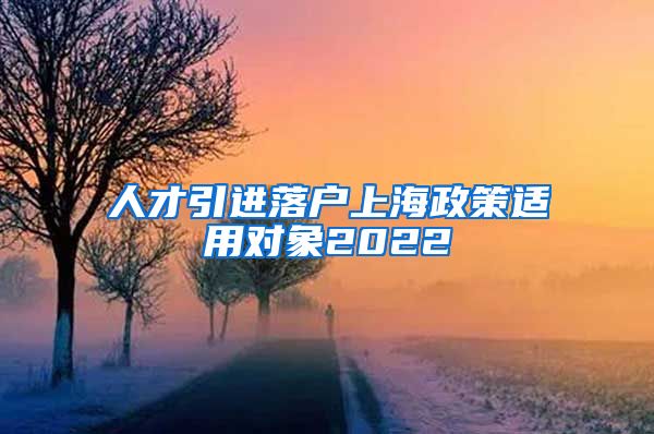 人才引进落户上海政策适用对象2022