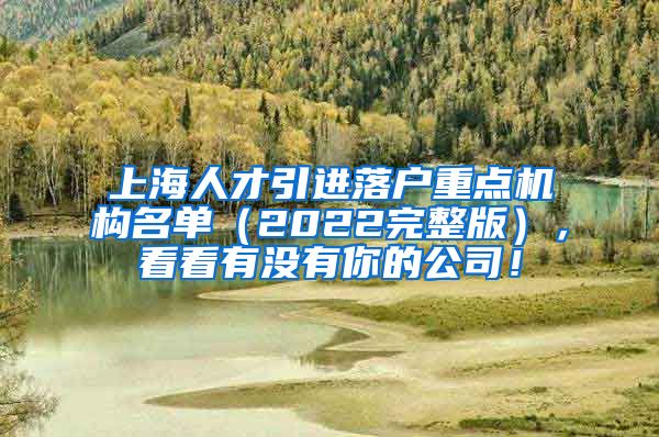 上海人才引进落户重点机构名单（2022完整版），看看有没有你的公司！