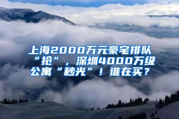 上海2000万元豪宅排队“抢”，深圳4000万级公寓“秒光”！谁在买？