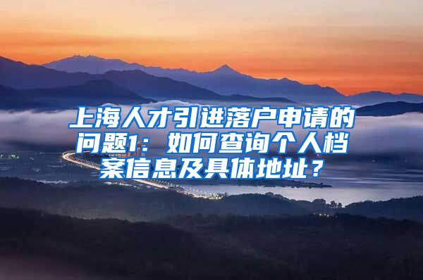 上海人才引进落户申请的问题1：如何查询个人档案信息及具体地址？