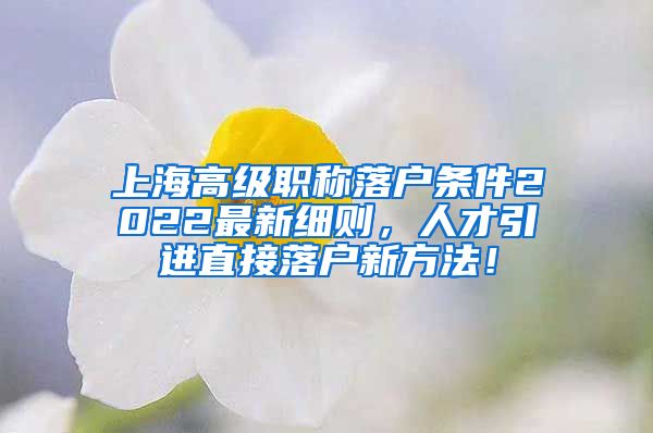 上海高级职称落户条件2022最新细则，人才引进直接落户新方法！