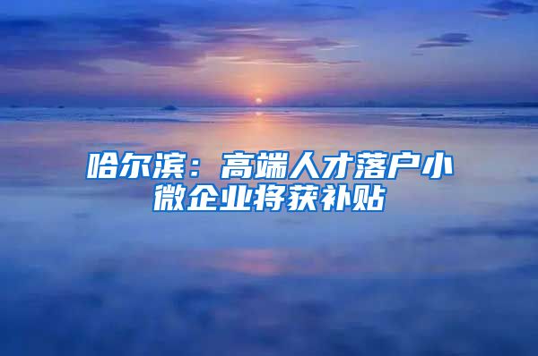 哈尔滨：高端人才落户小微企业将获补贴