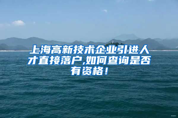 上海高新技术企业引进人才直接落户,如何查询是否有资格！