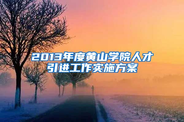 2013年度黄山学院人才引进工作实施方案