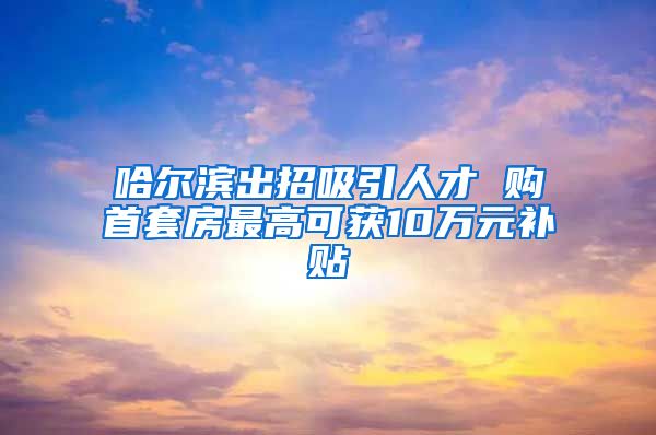 哈尔滨出招吸引人才 购首套房最高可获10万元补贴