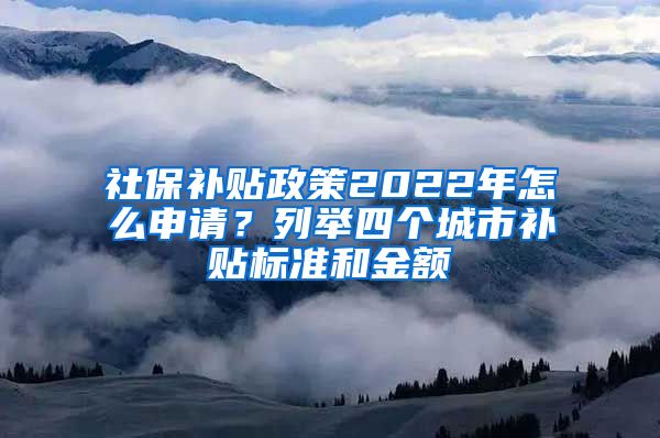 社保补贴政策2022年怎么申请？列举四个城市补贴标准和金额