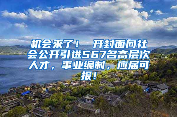 机会来了！ 开封面向社会公开引进567名高层次人才，事业编制，应届可报！