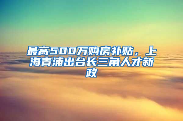 最高500万购房补贴，上海青浦出台长三角人才新政