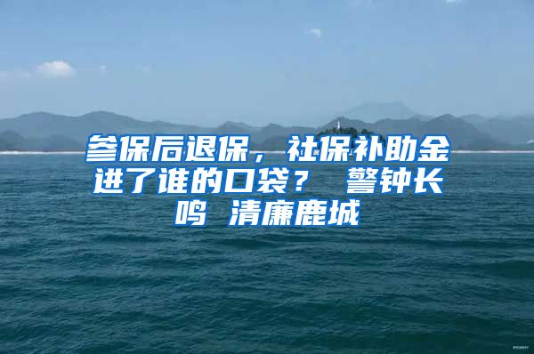 参保后退保，社保补助金进了谁的口袋？ 警钟长鸣 清廉鹿城