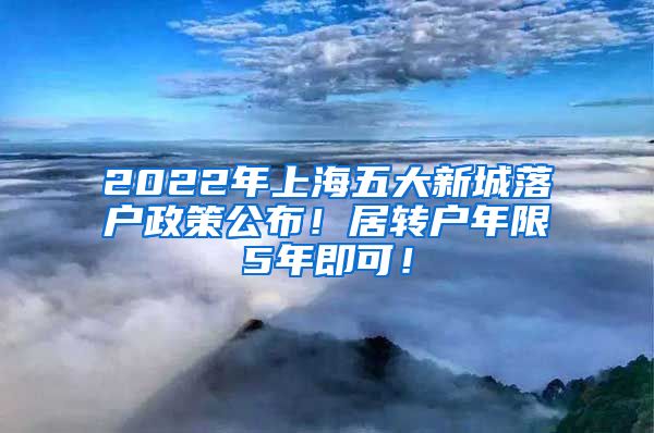 2022年上海五大新城落户政策公布！居转户年限5年即可！