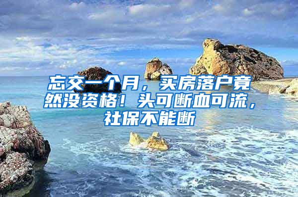 忘交一个月，买房落户竟然没资格！头可断血可流，社保不能断