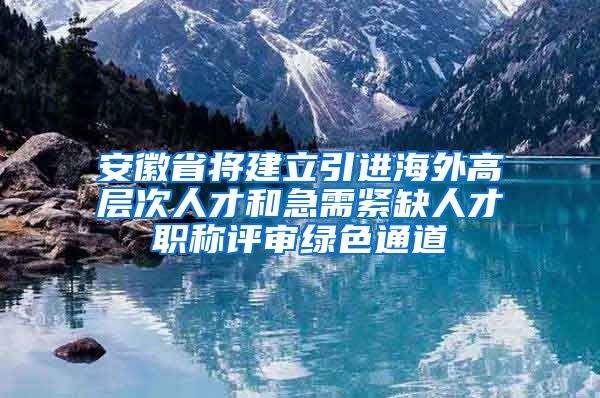 安徽省将建立引进海外高层次人才和急需紧缺人才职称评审绿色通道