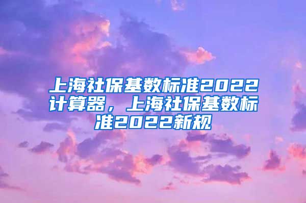 上海社保基数标准2022计算器，上海社保基数标准2022新规