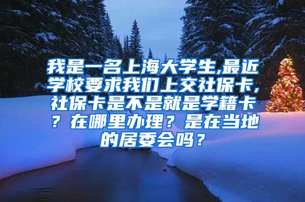 我是一名上海大学生,最近学校要求我们上交社保卡,社保卡是不是就是学籍卡？在哪里办理？是在当地的居委会吗？