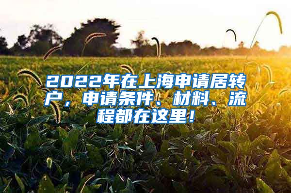 2022年在上海申请居转户，申请条件、材料、流程都在这里！