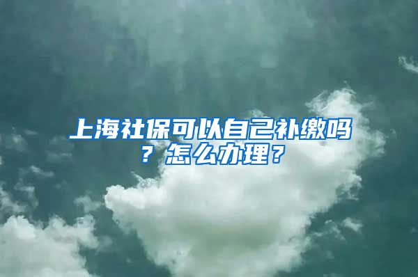 上海社保可以自己补缴吗？怎么办理？