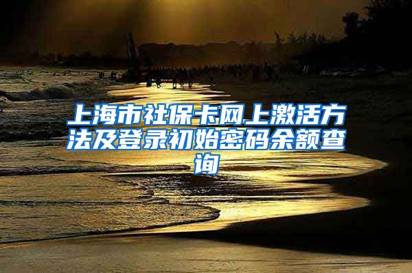 上海市社保卡网上激活方法及登录初始密码余额查询