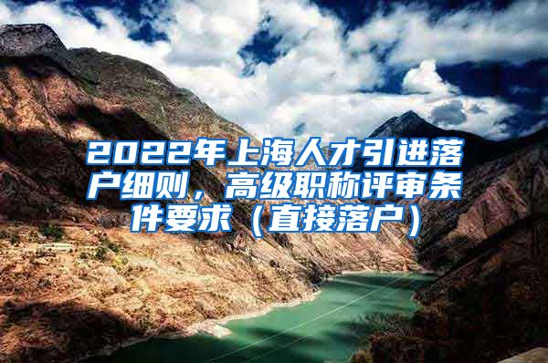 2022年上海人才引进落户细则，高级职称评审条件要求（直接落户）