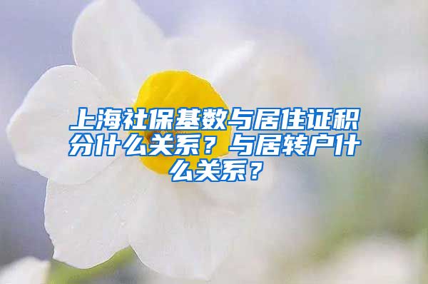 上海社保基数与居住证积分什么关系？与居转户什么关系？