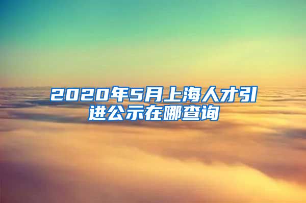 2020年5月上海人才引进公示在哪查询