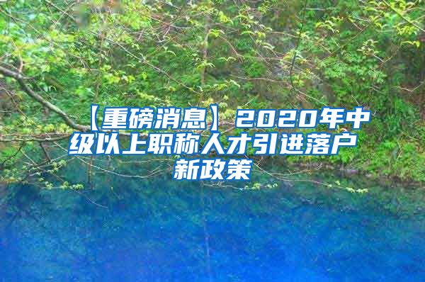 【重磅消息】2020年中级以上职称人才引进落户新政策