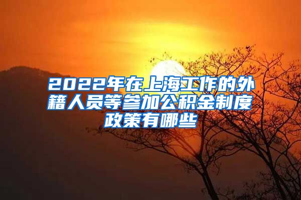 2022年在上海工作的外籍人员等参加公积金制度政策有哪些