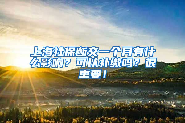 上海社保断交一个月有什么影响？可以补缴吗？很重要！