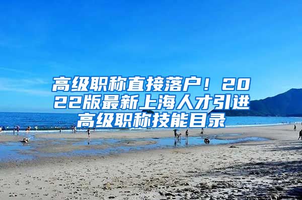 高级职称直接落户！2022版最新上海人才引进高级职称技能目录