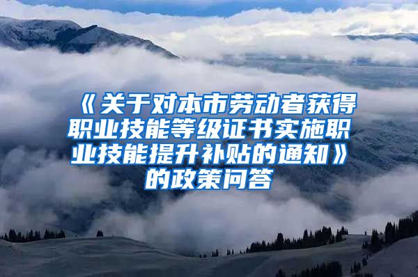 《关于对本市劳动者获得职业技能等级证书实施职业技能提升补贴的通知》的政策问答