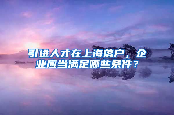 引进人才在上海落户，企业应当满足哪些条件？