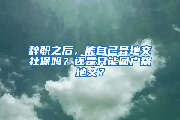 辞职之后，能自己异地交社保吗？还是只能回户籍地交？