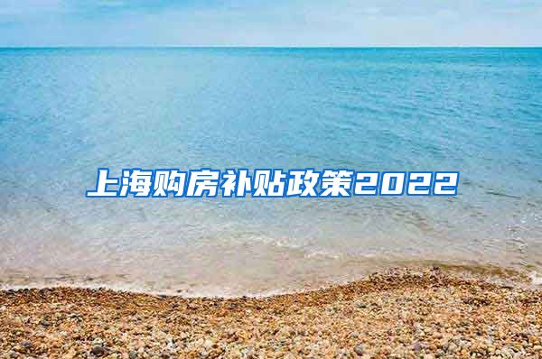 上海购房补贴政策2022