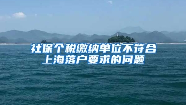 社保个税缴纳单位不符合上海落户要求的问题