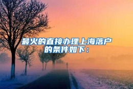 最火的直接办理上海落户的条件如下：