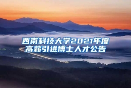 西南科技大学2021年度高薪引进博士人才公告