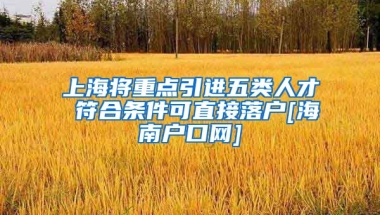 上海将重点引进五类人才 符合条件可直接落户[海南户口网]