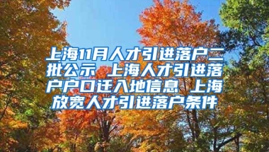 上海11月人才引进落户二批公示 上海人才引进落户户口迁入地信息 上海放宽人才引进落户条件