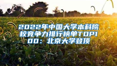 2022年中国大学本科院校竞争力排行榜单TOP100：北京大学登顶