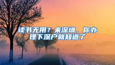 读书无用？来深圳，你办理下深户就知道了