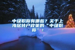 中级职称有哪些？关于上海居转户政策的“中级职称”！