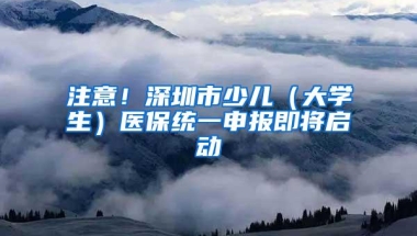 注意！深圳市少儿（大学生）医保统一申报即将启动