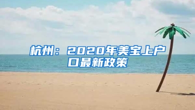 杭州：2020年美宝上户口最新政策