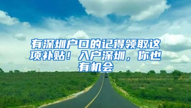 有深圳户口的记得领取这项补贴！入户深圳，你也有机会