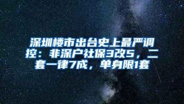 深圳楼市出台史上最严调控：非深户社保3改5，二套一律7成，单身限1套