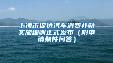 上海市促进汽车消费补贴实施细则正式发布（附申请条件问答）