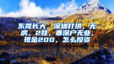 东莞长大，深圳打拼，无房，2娃，妻深户无业，现金200，怎么投资