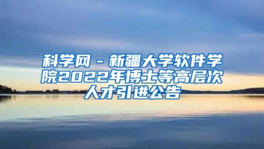 科学网－新疆大学软件学院2022年博士等高层次人才引进公告