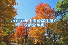 2020年上海应届生落户政策公布啦