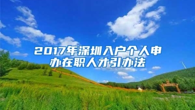 2017年深圳入户个人申办在职人才引办法