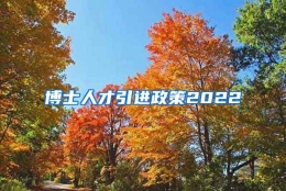 博士人才引进政策2022